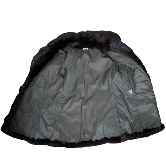 VTG 50s 60s Dark Brown 100% Rabbit Fur Coat Open Front Womens SZ M Pockets EUC - Picture 4 of 10